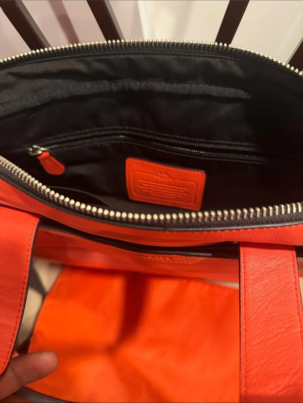 Coach Men’s Orange and Black Leather Terrain Trek, Briefcase & Pouch Set
